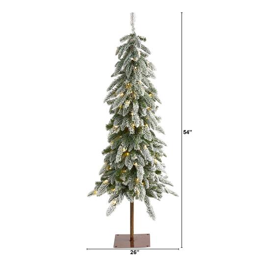 4.5ft. Pre-Lit Flocked Washington Alpine Artificial Christmas Tree, Warm White LED Lights